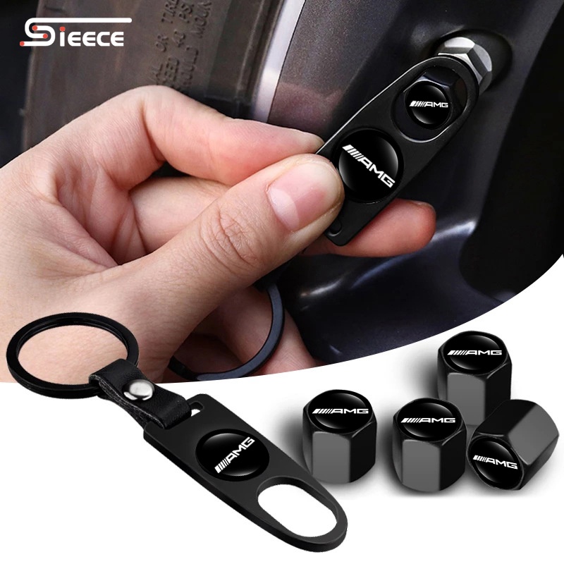 Sieece สำหรับ AMG ฝาปิดจุกลมยางรถยนต์ โลหะ จุกลมยางรถยนต์ จุกปิดลมยางรถยนต์ จุกลมมอเตอร์ไซค์ จุกลมรถยนต์ ของแต่งรถยนต์ สำหรับ Mercedes Benz E200 AMG GT GLC300 S G63 E W202 W204 W212 W203 S500 G500 GLE – โปรปัง