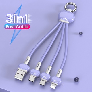 3 in 1 สายเคเบิลข้อมูล 5V 3.4A พวงกุญแจ สายชาร์จเร็ว / สายชาร์จโทรศัพท์มือถือ Micro USB Type-C