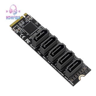 M.2 to NGFF 5 Ports SATA3.0 Adapter Card JMB585 M.2 Key M SATA3.0 Expansion Card for PC Laptop