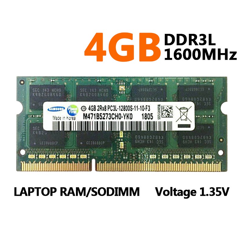 มีสินค้าSamsung 4GB RAM DDR3L 1600MHz หน่วยความจำแล็ปท็อป 2Rx8 PC3L-12800S 204Pin SODIMM 1.35V DDR3L RAM โน๊ตบุ๊คโมดูลหน