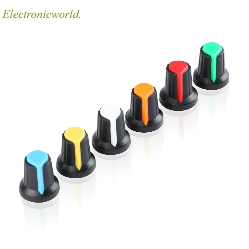 Wh148 Potentiometer Knobs ชุดฝาครอบลูกบิดพลาสติก 6 มม. AG2 สีเหลืองสีเหลืองสีฟ้าขาวแดง 1 ชิ้น