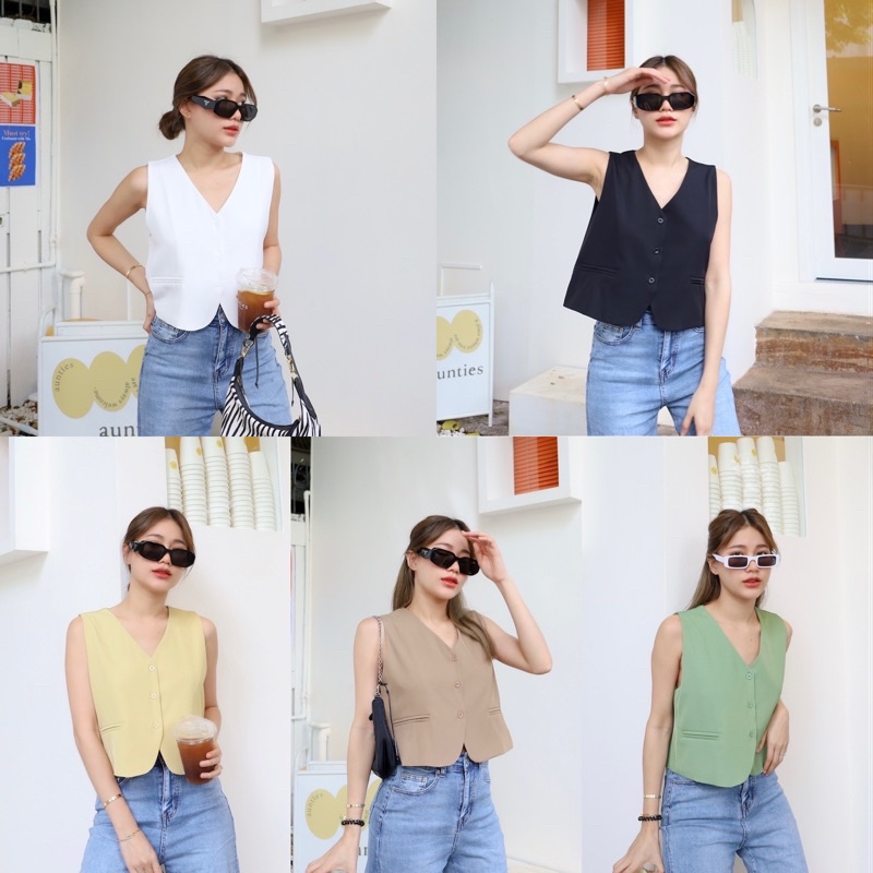 (ลด 30% ซื้อผ่าน shopee video) Simplestyle.byd Mini top เสื้อเเขนกุดผู้หญิง