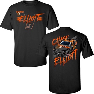 เสื้อยืดผ้าฝ้ายพิมพ์ลายแฟชั่น เสื้อยืด พิมพ์ลาย GARNETT Chase Elliott Hooters Nightowl Car สีดํา สไตล์คลาสสิก สําหรับผู้