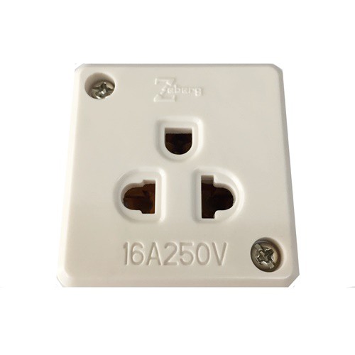 PJR **มีขายส่ง**ปลั๊กกราวน์เดี่ยวลอย ซีเบิร์ก Zeberg (ZBG02) เต้ารับลอยเดี่ยว มีกราวน์ สี่เหลี่ยม ติ