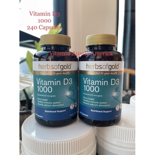 Herbs of Gold Vitamin D3 1000 IU 240 Capsules / Vitamin  D3 เกรดพรีเมียม Exp.11/24