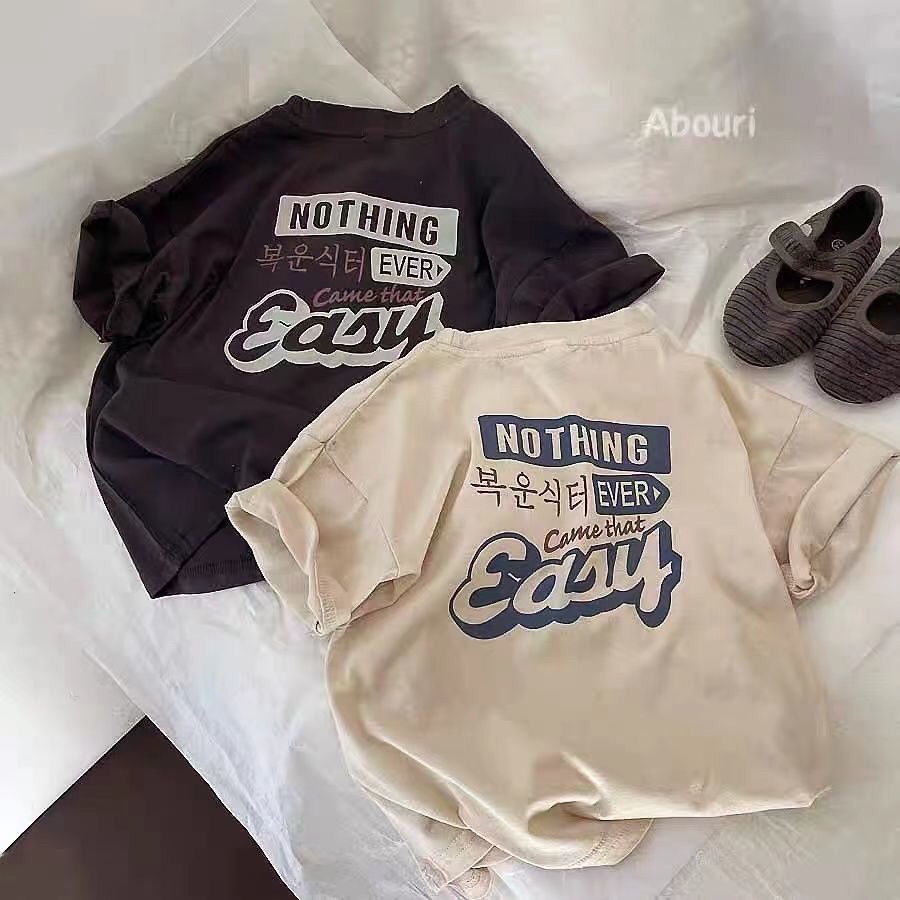【พร้อมส่ง】 เสื้อยืดแขนสั้น เสื้อยืดคอกลม ผ้าฝ้ายแท้ สําหรับเด็กผู้ชาย สไตล์เกาหลี แฟชั่นฤดูร้อน
