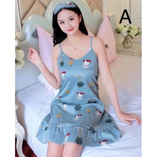 📌ชุดนอนสายเดี่ยว+ที่ปิดตา📌 ลายการ์ตูนน่ารัก🛍ขนาดฟรีไซต์🩱ใส่นุ่มสบาย