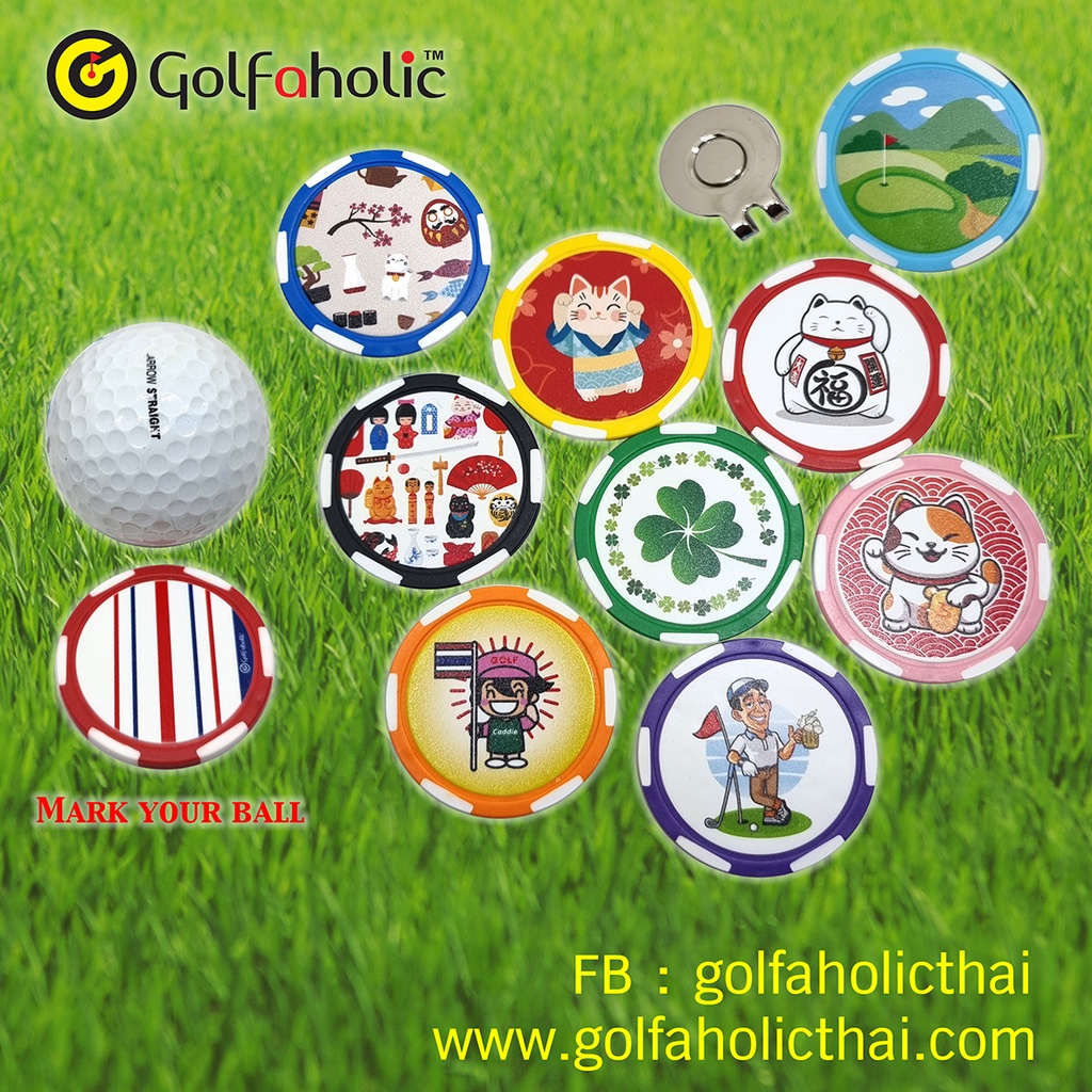 Ball Marker Casino Chip Golfaholic - Golf Ball Marker  - กอล์ฟบอลมาร์คเกอร์ คาสิโนชิพ