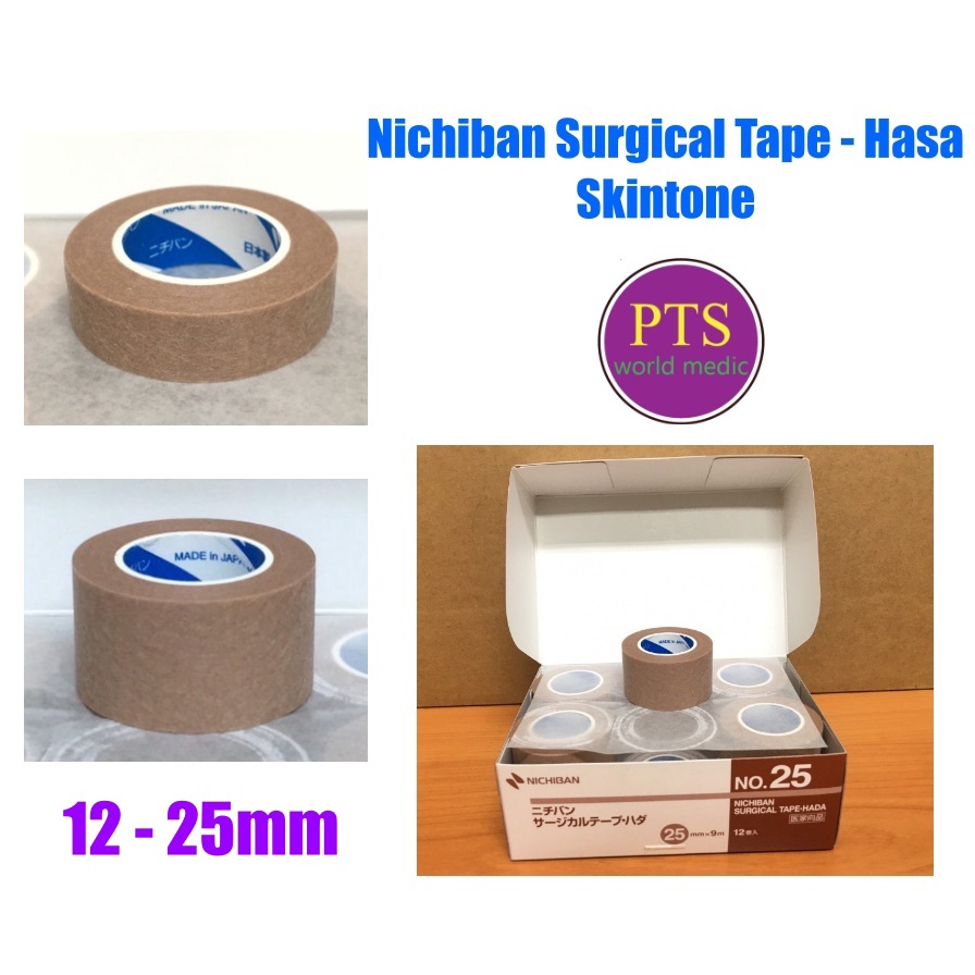 Nichiban Surgical Tape Hada สีเนื้อ (เยื่อกระดาษเหมือน Micropore) 25mm x 9M (1 ม้วน)