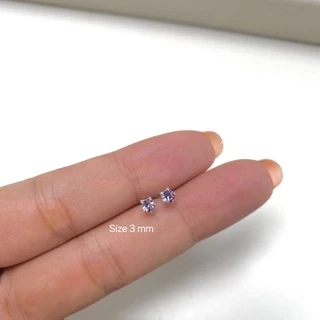 annita.silver - gem stud silver earring 3 mm /ต่างหูเงินแท้925 ไม่แพ้ไม่คันเหมาะกับคนแพ้ง่าย
