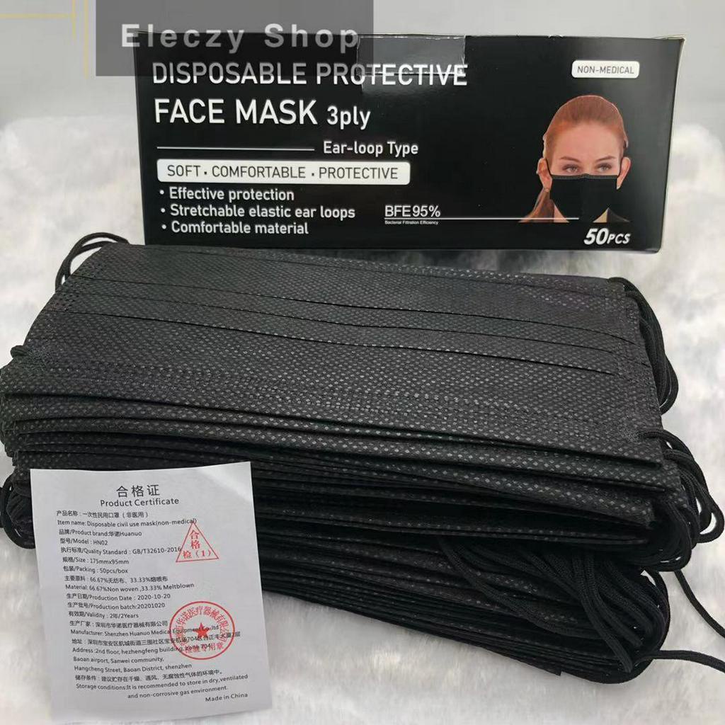 （มีของพร้อมส่ง）หน้ากากอนามัย หน้ากากอนามัยสีดำ หนา 3 ชั้น หน้ากากอนามัยผู้ใหญ่ Face Mask มีบริการเก็บปลายทา