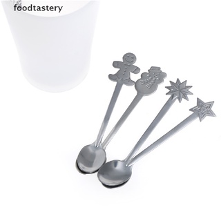 FTY  4pcs Christmas Stainless Steel Coffee Spoons Tea Spoons Dessert Snacks Teaspoon N