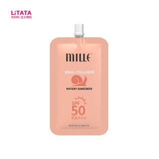 [ 1 ซอง ] มิลเล่ สเนล คอลลาเจน วอเทอรี ซันสกรีน MILLE SNAIL COLLAGEN WATERY SUNSCREEN SPF50 PA +++ 6 กรัม