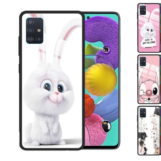 Samsung Galaxy A51 A71 A50 A50S A30S A20S Phone Cases Galaxy A21S A42 A70S A70 A10S กรณีโทรศัพท์กระจก ปกโทรศัพท์ Case Secret of Pets Bunny Tempered Glass Cover Anti-Scratch