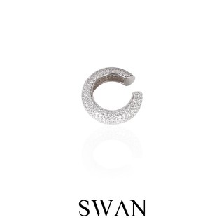 SWAN - Pave Ear Cuff ต่างหูคล้องหูเงินแท้  ไม่ต้องเจาะ ฝังเพชรคิวบิกเซอร์โคเนีย cubic zirconia