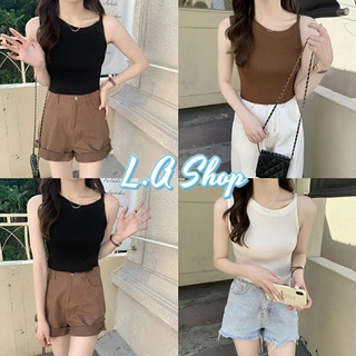 L.A Shop ​พร้อมส่ง  เสื้อสายเดีายวไหมพรม ผ้าร้องดีเทลสายเล็กข้างนึ่งสุดเก๋มากๆ "7637"