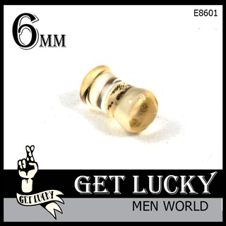 E8601 จิวระเบิดหู จิวขยาย GET LUCKY ตุ้มหูผุ้ชาย จิวหู จิวกะโหลก สีใส (1ชิ้น) จิวตาไก่ ใส กระโหลก เบอร์ 6