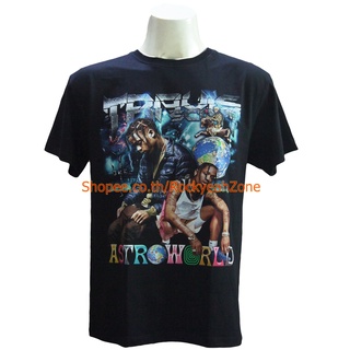 เสื้อยืดผ้าฝ้ายพรีเมี่ยมเสื้อวง ASTROWORLD TRAVIS SCOTT เสื้อไซส์ยุโรป ทราวิส สก็อตต์ PTA1841 เสื้อวินเทจ ลายอมตะ Rockye