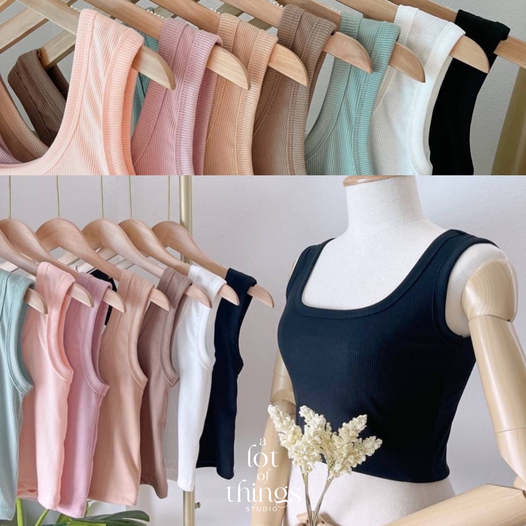 [ALOTs] พร้อมส่ง 💖 | Crop Tank Top | เสื้อกล้ามคอยู เสื้อครอปผ้าร่องเล็ก