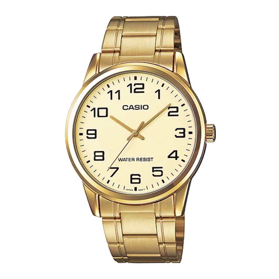 Casio Standard นาฬิกาข้อมือผู้ชาย สายสแตนเลส รุ่น MTP-V001G,MTP-V001G-9B - สีทอง