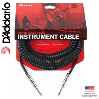 DAddario® PW-CDG-30BK สายแจ็คกีตาร์ แบบขด ยาว 30 ฟุต / 9.14 เมตร - Coiled Instrument Cable ** Designed and Engineered in USA **