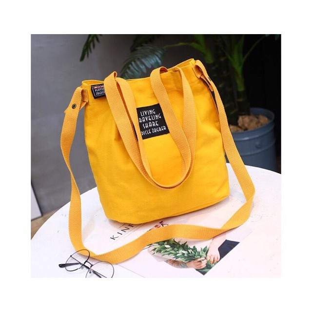 กระเป๋าผ้า Living Share ใบกลาง พร้อมส่งทุกสี!! OF003