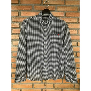 เสื้อเชิ้ตลายตารางสีขาวดำ Clef De Sol Size M อก 34" เอว 34" ยาว 23" ไหล่ 14.5"