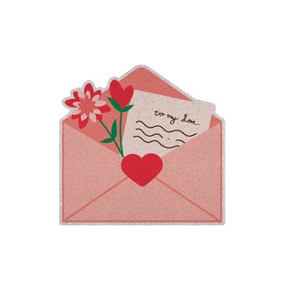 [MT06-00000031] พรมเช็ดเท้า พรมดักฝุ่น ลาย love letter ขนาด 80x80 ซม (Valentine Collection)