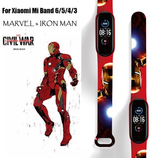 MARVEL สายนาฬิกาข้อมือ พิมพ์ลายการ์ตูน สำหรับ Xiaomi Mi Band 5 4 3