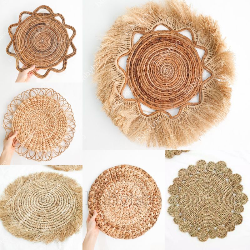 LARGE PLACEMAT ผักตบชวา, mendong, agel gajih หวายพู่ตกแต่งผนัง กล้วยตกแต่งผนังทนทาน ความงาม macrame ผักตบชวา motif