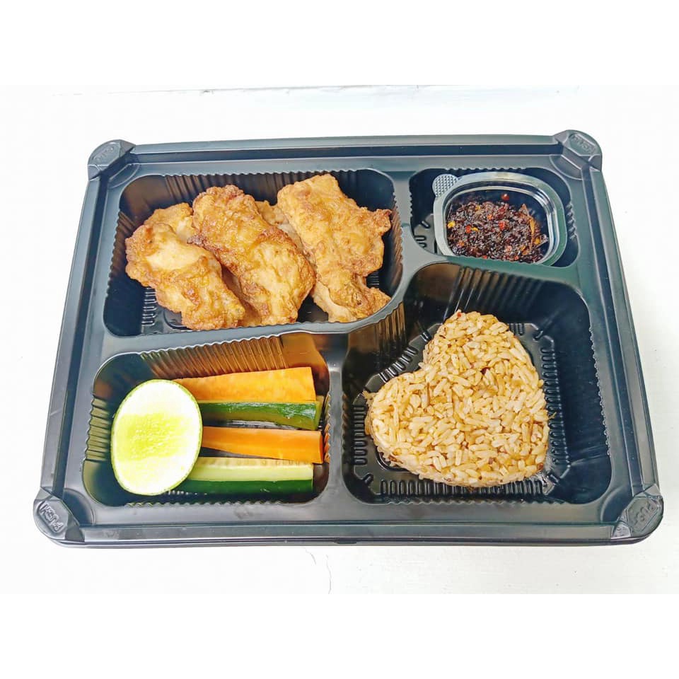 (50ใบ/ยกลัง200ใบ) 4ช่อง กล่องข้าว ใส่อาหาร พลาสติก ใส เวฟได้ เดลิเวอรี่ thefoodbox - รูปที่ 5