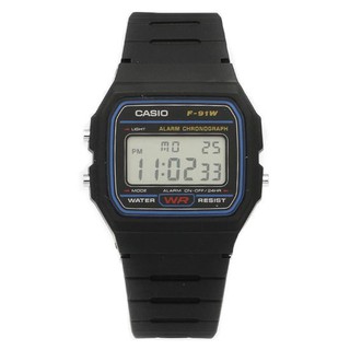 (ลดราคา) นาฬิกา นาฬิกาแฟชั่น CASIO นาฬิกาข้อมือผู้ชาย สายเรซิ่น รุ่น F-91W-Black SK-1140 นาฬิกาข้อมือ แจ้งแบบสีทางแชท