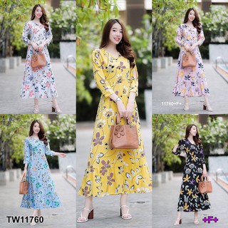 AK 11760 Maxi Dress เดรสยาวคอวี