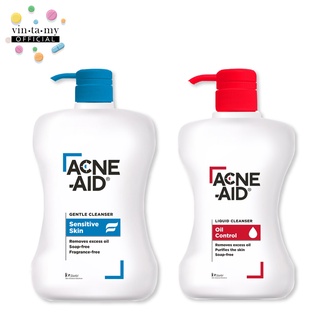 Acne Aid(แอคเน่เอด) มี 2 สูตร ขนาด 900 มล. สีฟ้า Gentle Cleanser [EXP.16/12/2024] สีแดง Liquid Cleanser [EXP.12/10/2024]