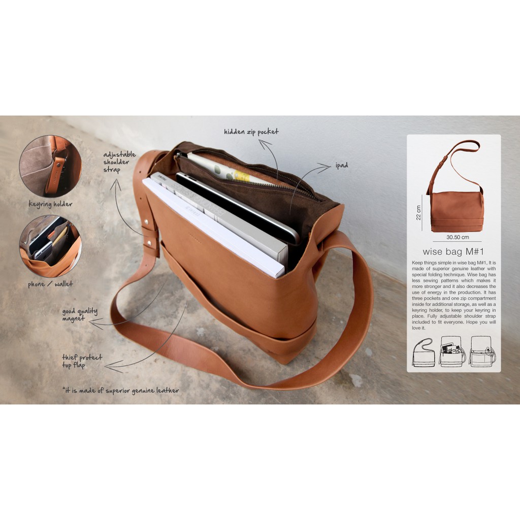 labrador WISE bag M#1 กระเป๋าสะพายไหล่หนังแท้ (LAA099)