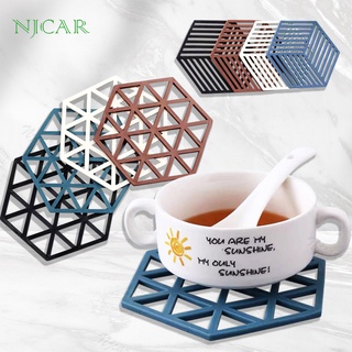 NJCAR H666 H667 แผ่นรองกระทะ ที่วางของร้อน แผ่นรองความร้อน แผ่นรองหม้อ ซิลิโคน รูปทรงหกเหลี่ยม