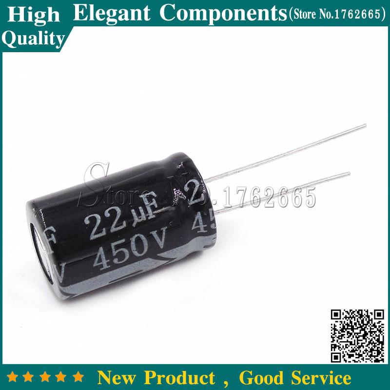 10PCS 450V 22UF 22UF 450V 13*21 Aluminum electrolytic capacitor 450 V / 22 UF size 13*