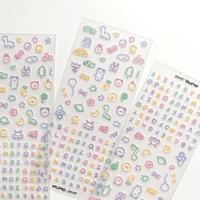 STICKER ⌗ กระปุ้กกระปิ้ก Outline Pastel pvc สติกเกอร์ใส 40 บาท/ 1 แผ่น