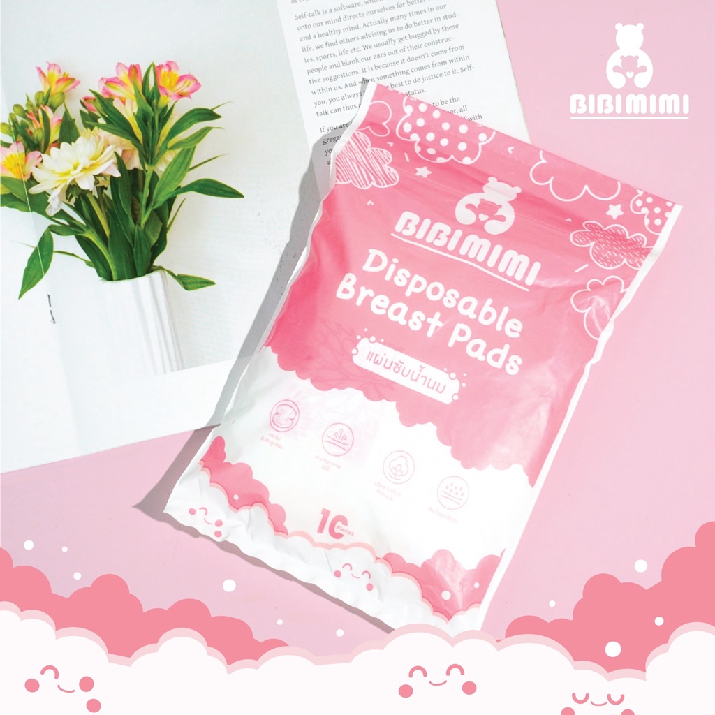 BIBI MIMI แผ่นซับน้ำนม 100 ชิ้น  แบบใช้แล้วทิ้ง ซึมซับรวดเร็ว ระบายอากาศได้ดี