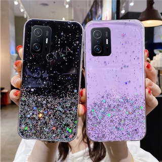 2021 NEW Clear เคสโทรศัพท์ Xiaomi 11T Pro / 11T Handเคสโทรศัพท์ Xiaomi 11 Lite 5G NE / 11 Lite / 10T / 10T Pro 2021 Star Glitter Cover Mi11T Pro