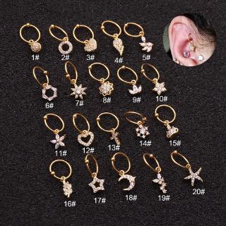 ต่างหูเจาะหูสแตนเลสลูกปัด tragus rook pinna helix 20 กรัม 1 ชิ้น