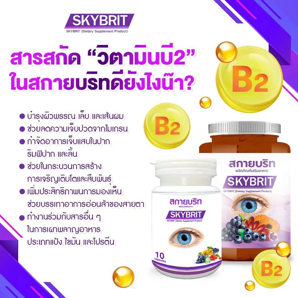 สกายบริท SKYBRIT บำรุงดวงตา วิตามิน บำรุงสายตา ตาพร่ามัว มองไม่ชัด ขนาดบรรจุ 60 แคปซูล/กป thumbnail 8