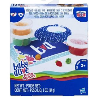 Baby Alive Super Snacks Reusable Solid Doll Food Refill Pack with Bib ชุดเติมอาหารและผ้ากันเปื้อน อาหารตุ๊กตาเบบี้อะไลฟ์