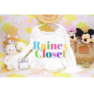 Rainey Closet - เสื้อคอเหลี่ยมแขนยาว เสื้อคอเหลี่ยมสีขาว เสื้อคอเหลี่ยม