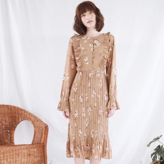 VC056 - COOKIE FLORA DRESS ( Brown )