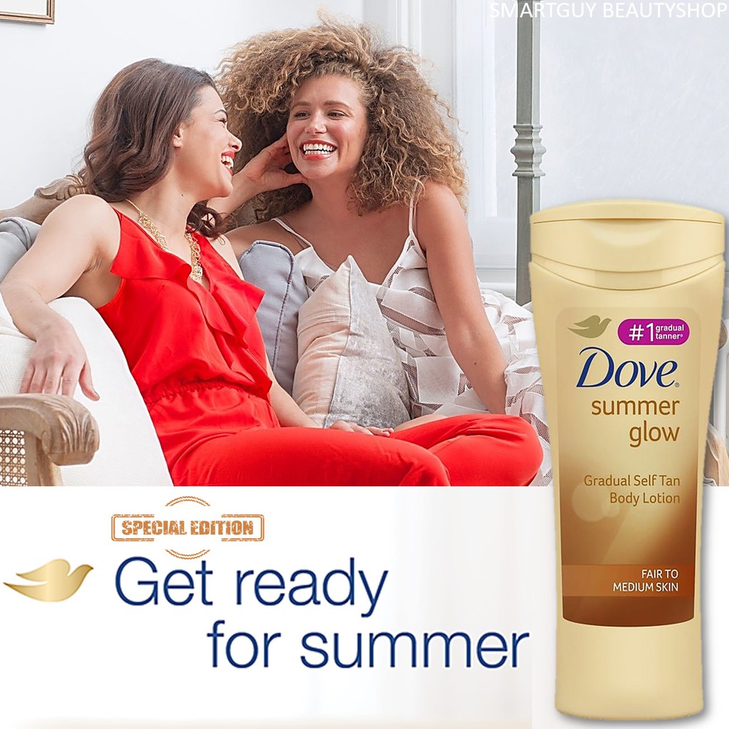 Dove Summer Glow Gradual Self Tan Body Lotion Fair To Medium Skin 400ml โลชั่นผิวสีแทนปานกลางสินค้าน