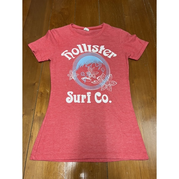 เสื้อยืดคอกลม แขนสั้น สีแดง แบรนด์hollister