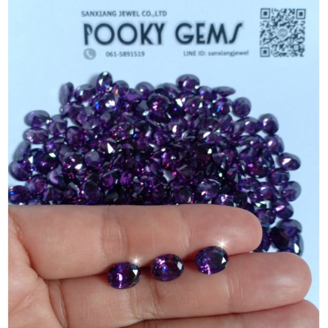 AMETHYST CZ Daimond เพชรรัสเซียม่วงอะเมทิส รูปไข่ขนาด 7*9 มิล ราคาเพียง 175 บาท/20เม็ด