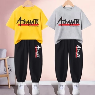 #H217+K217Bชุดเซ็ทเด็กเสื้อยืด+กางเกงขายาว ใส่ได้ทั้งเด็กชายและเด็กหญิง ลายสวยแฟชั่งนานาชาติ