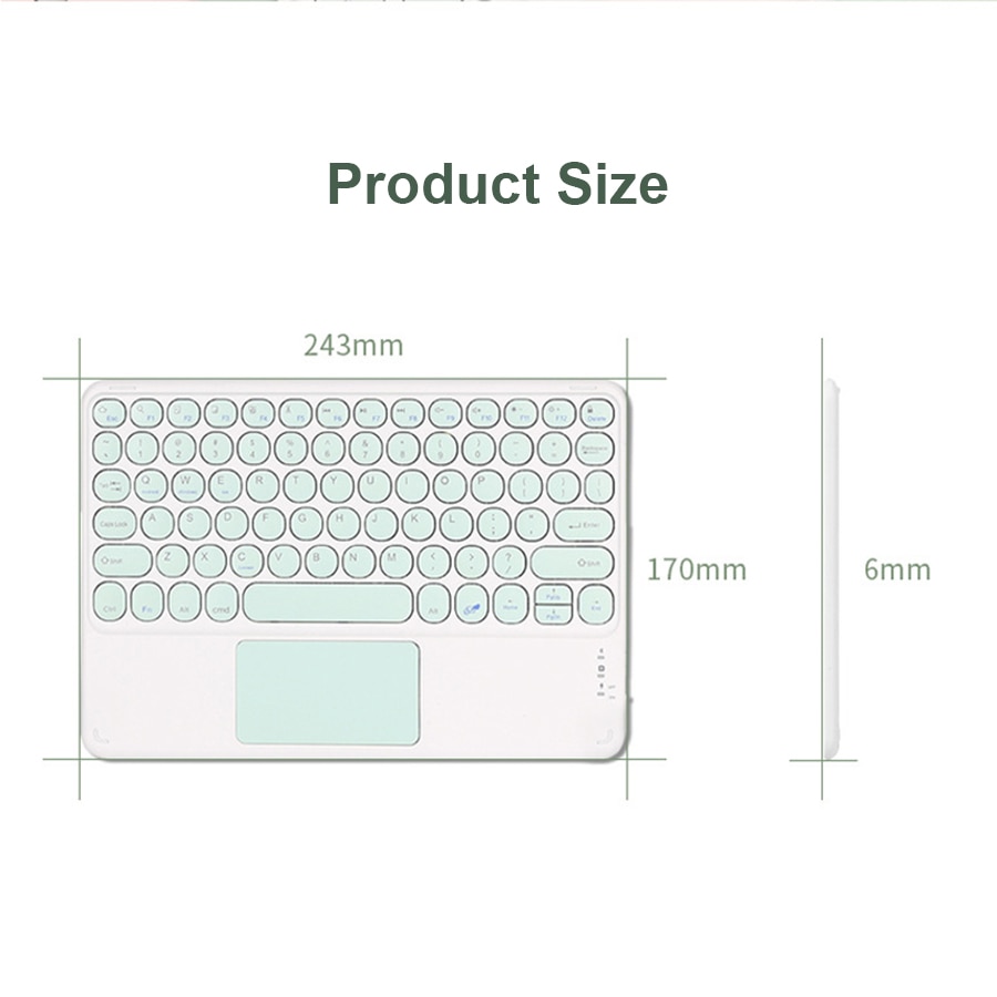 Xumu 10inch Mini Wireless Bluetooth Keyboard With Touchpad Round Keycap Button Key For iPad Pro 11 12.9 9.7 10.5 7th 8th 9th Gen 10.2 Air 4 4th gen 10.9 inch 2020 2021 Portable Magnetic Detachable Keypad Mouse For iPad Tablet Laptops Android Smart Phone #8